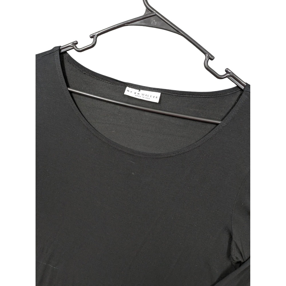 Bryn Walker Shirt Womens Small Black Modal Scoop Neck Long Sleeve Stretch Top